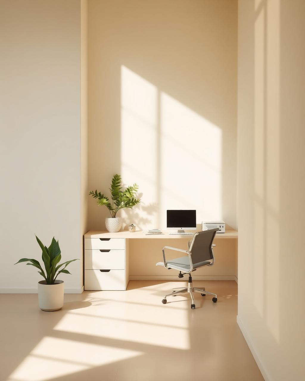 A minimalist sunlit workspace representing focused career architecture